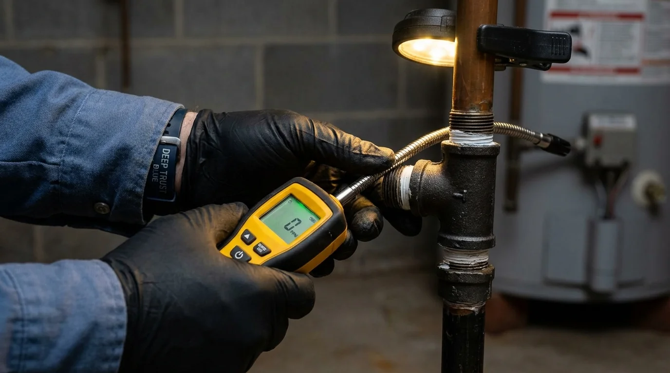 Gas leak detection with electronic sniffer by Johns Plumbing LLC in Santa Teresa