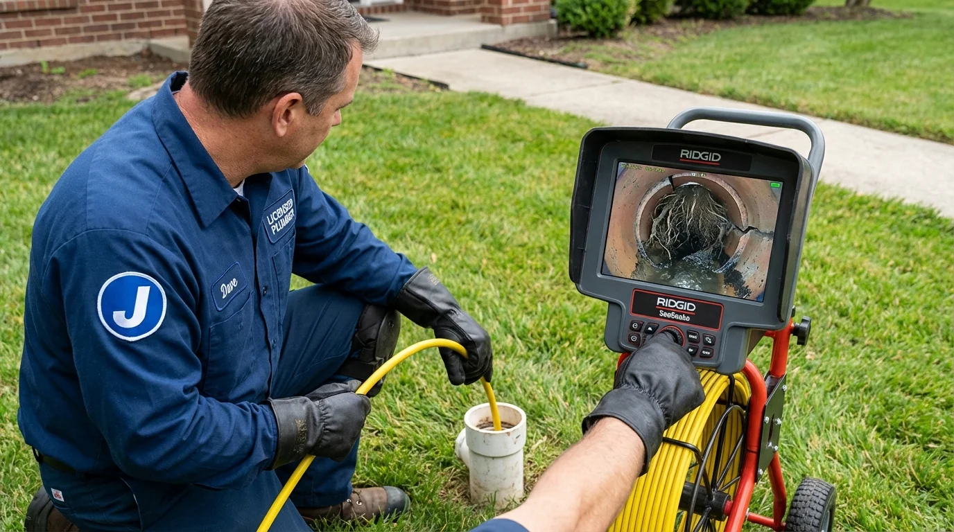 Sewer camera inspection being performed by Johns Plumbing LLC in Santa Teresa