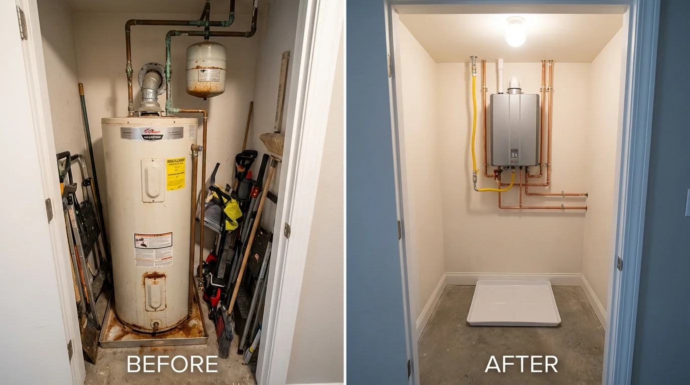 Tank water heater versus wall-mounted tankless unit comparison for Santa Teresa, NM homeowners