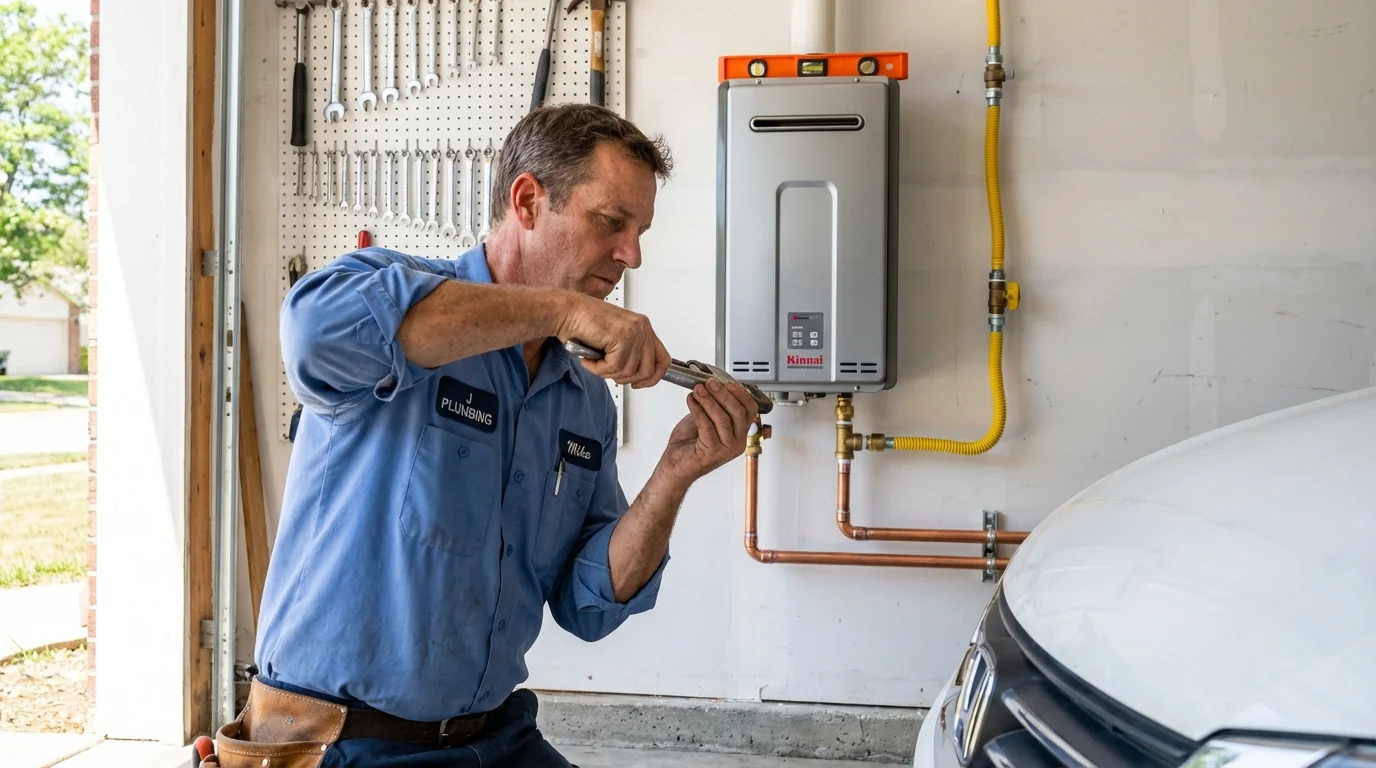 Tankless water heater installation by a Johns Plumbing LLC plumber in Santa Teresa