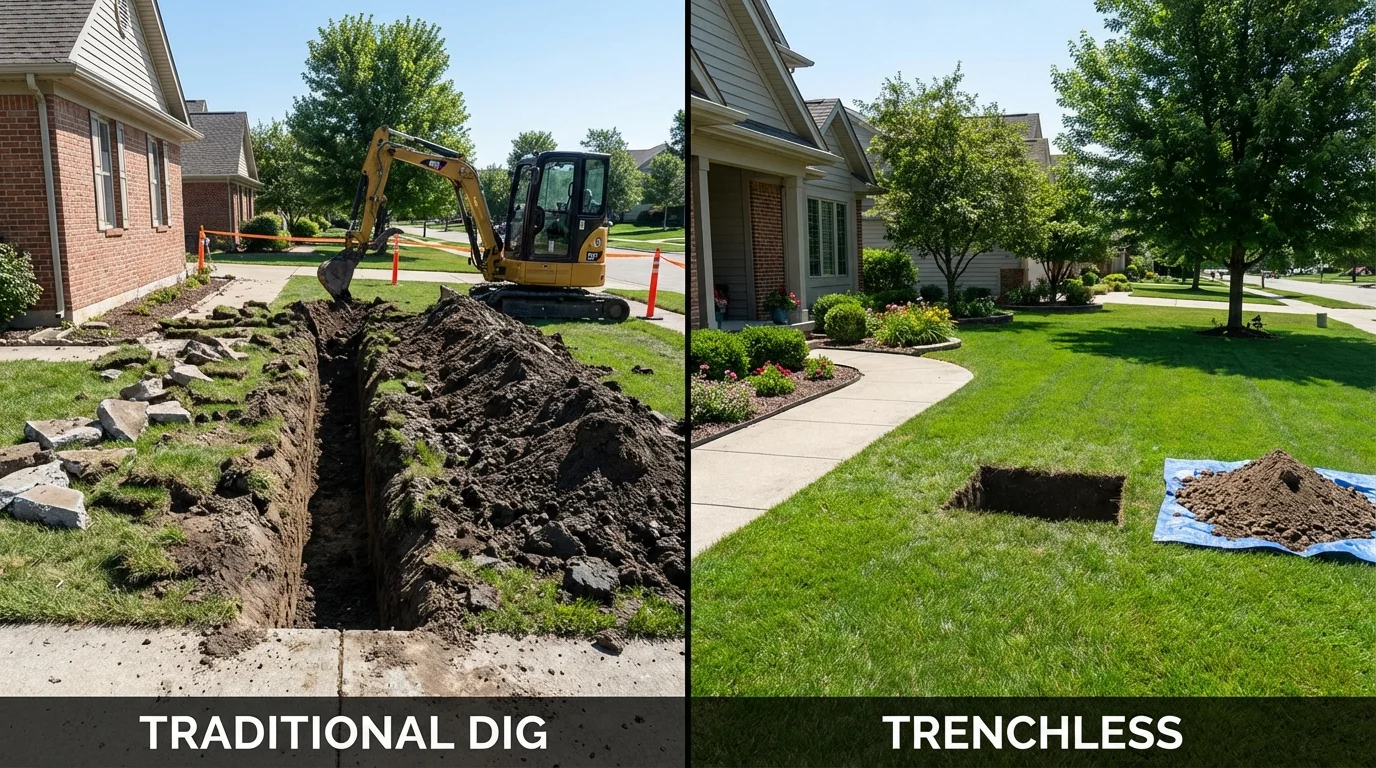 Trenchless sewer repair with minimal yard damage versus traditional excavation in Santa Teresa, NM